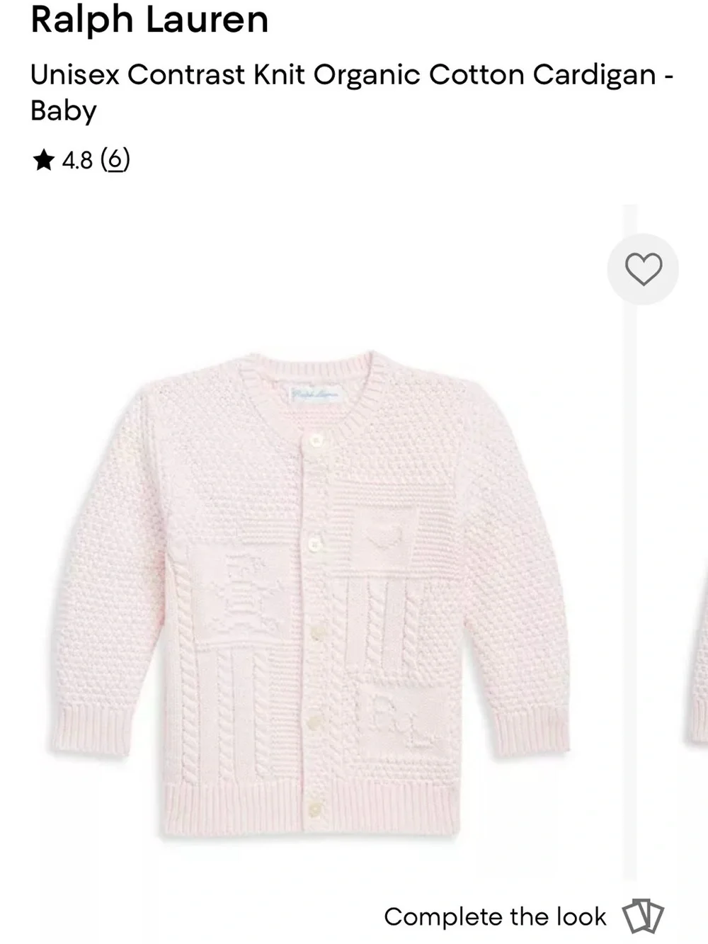 Ralph Lauren Baby Pink Organic Cotton Knit Cardigan and Pants